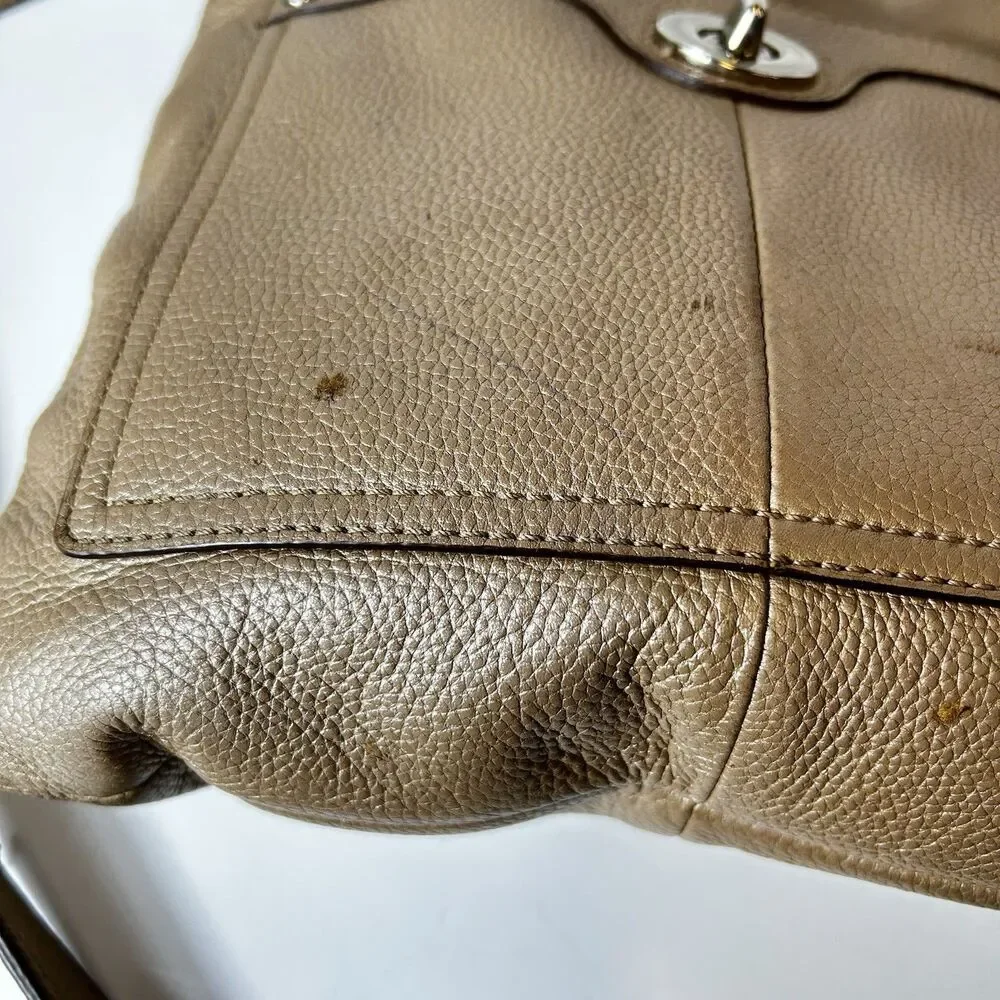 Coach Penelope F16533 Champagne Gold Metallic Leather Crossbody Bag